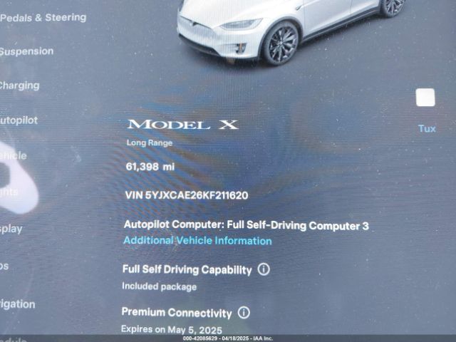 5YJXCAE26KF211620 Tesla Model X 100d/75d/long Range