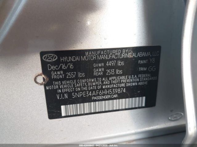 5NPE34AF6HH539874 Hyundai Sonata Sport