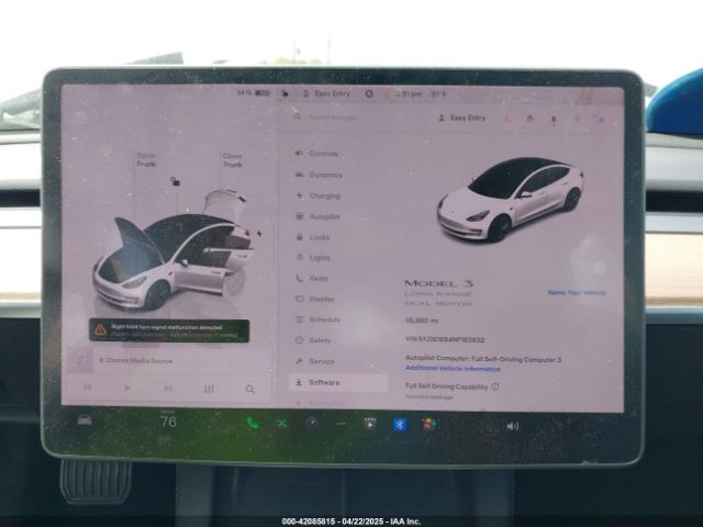 5YJ3E1EB4NF183832 Tesla Model 3 Long Range Dual Motor All-wheel Drive