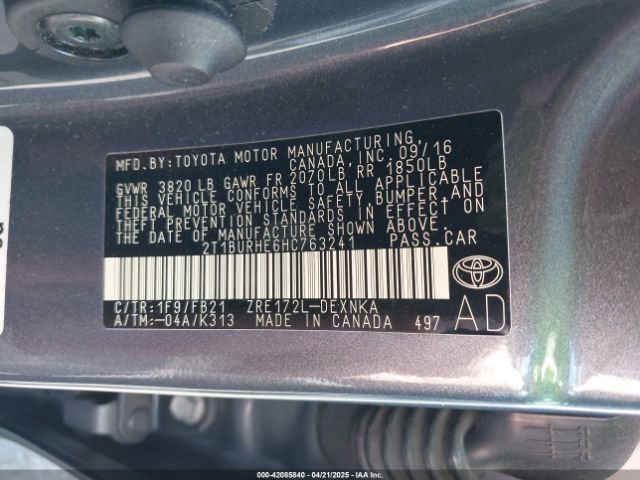 2T1BURHE6HC763241 Toyota COROLLA LE