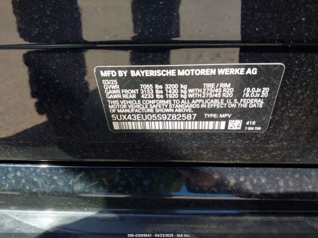 5UX43EU05S9Z82587 BMW X5