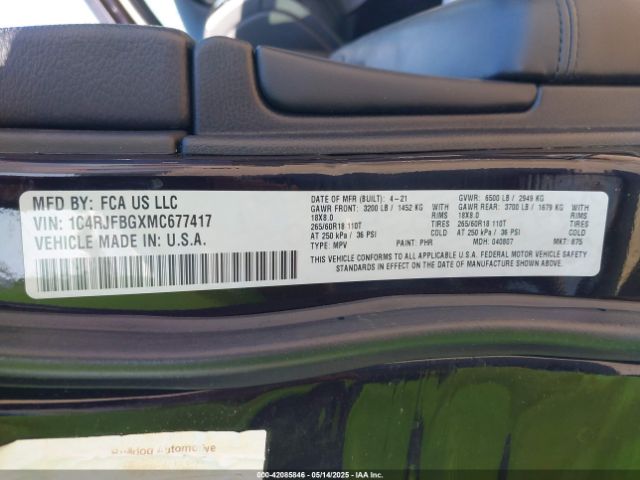 1C4RJFBGXMC677417 Jeep Grand Cherokee Limited 4x4