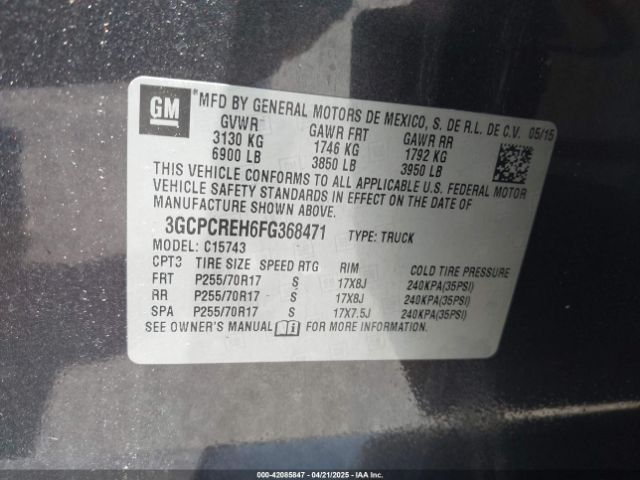 3GCPCREH6FG368471 Chevrolet Silverado 1500 1lt