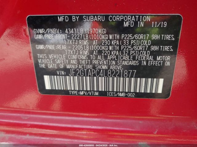 JF2GTAPC4L8221877 Subaru Crosstrek Premium