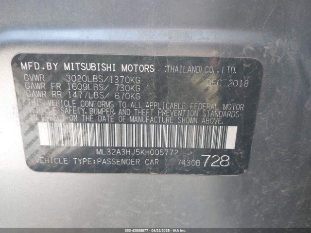 2019 MITSUBISHI MIRAGE ML32A3HJ5KH005772 Photo 8