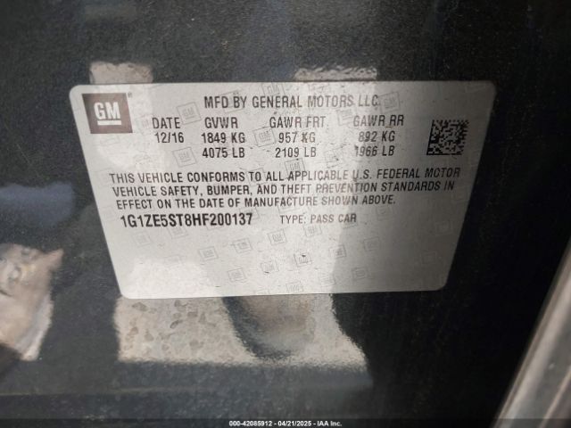 1G1ZE5ST8HF200137 Chevrolet MALIBU 1LT