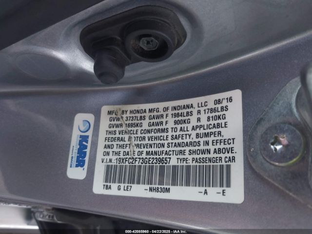 19XFC2F73GE239657 Honda CIVIC EX