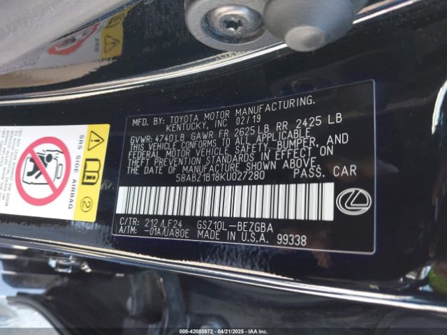 58ABZ1B18KU027280 Lexus Es 350 F Sport