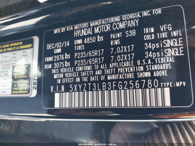 5XYZT3LB3FG256780 Hyundai Santa Fe Sport 2.4l