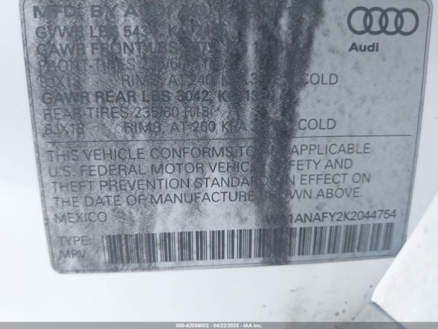 WA1ANAFY2K2044754 Audi Q5 45 Premium