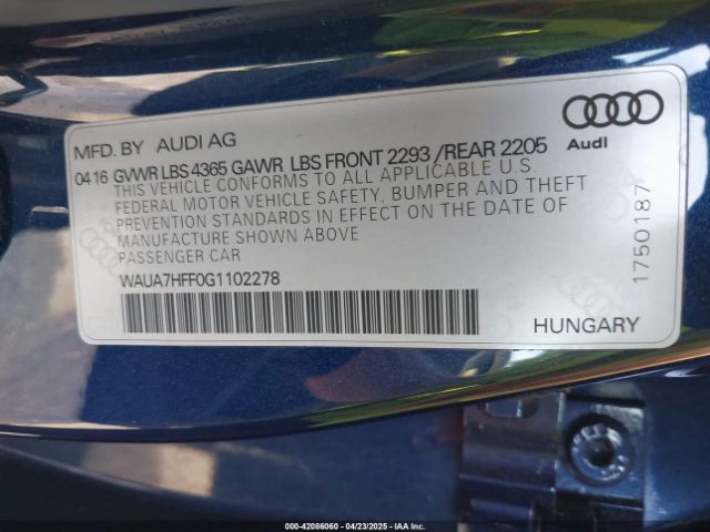 2016 AUDI A3 WAUA7HFF0G1102278 Photo 8