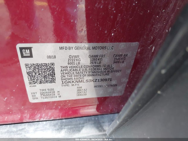 1GKKNMLS3KZ130971 GMC Acadia Slt-1