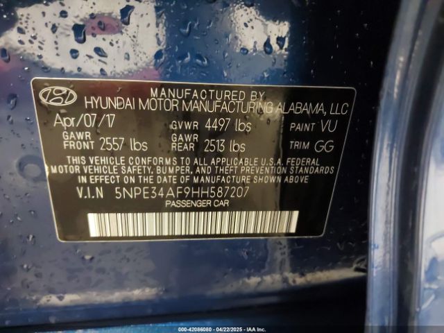 5NPE34AF9HH587207 Hyundai Sonata Limited