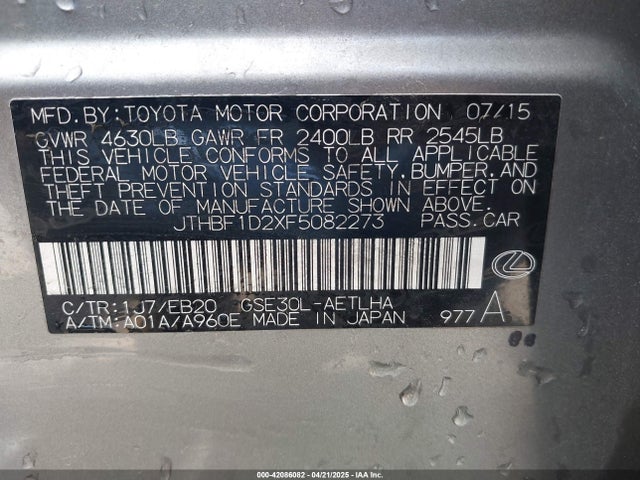JTHBF1D2XF5082273 Lexus IS 250