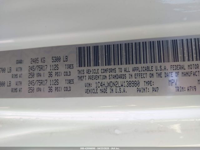 1C4HJXDN2LW138980 Jeep Wrangler Unlimited Sport S 4x4
