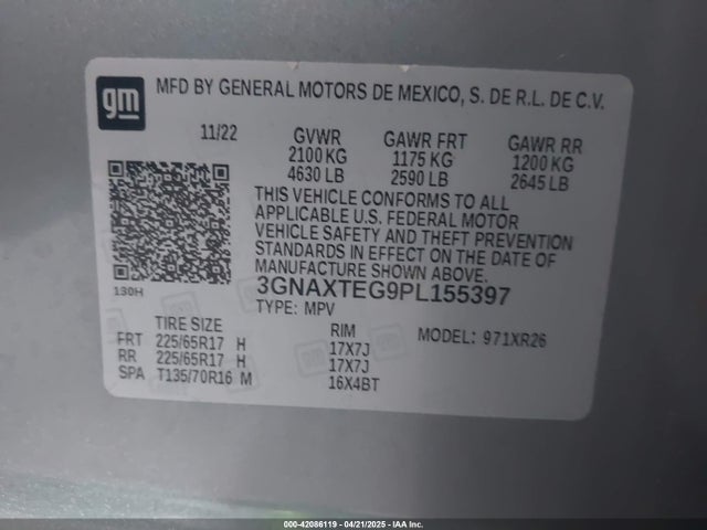 3GNAXTEG9PL155397 Chevrolet Equinox Awd 2fl