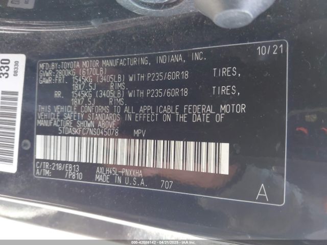 2022 TOYOTA SIENNA 5TDASKFC7NS045078 Photo 8
