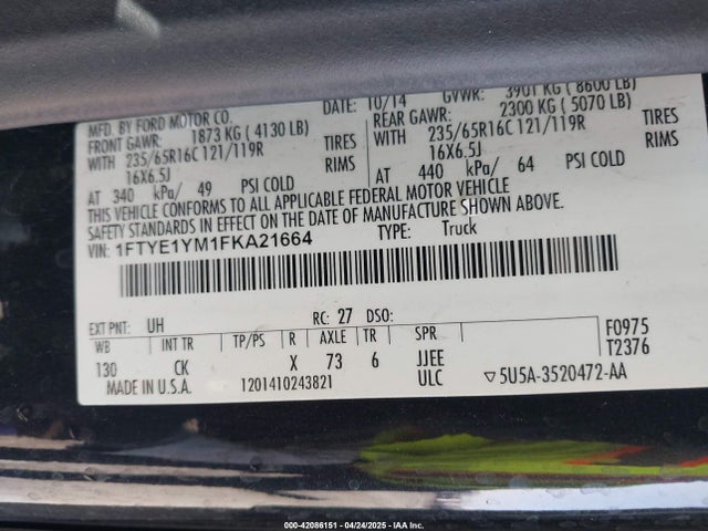1FTYE1YM1FKA21664 Ford Transit-150