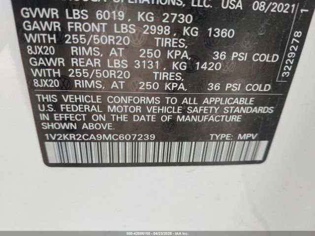 2021 VOLKSWAGEN ATLAS 1V2KR2CA9MC607239 Photo 8
