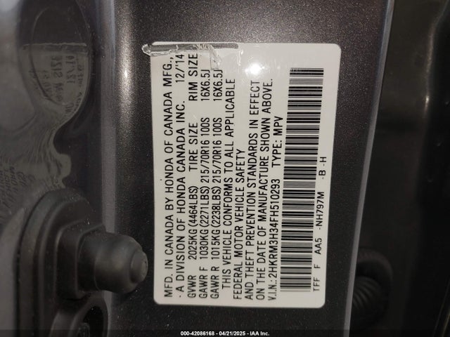 2HKRM3H34FH510293 Honda CR-V LX