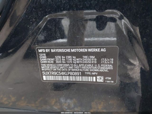 5UXTR9C54KLP80891 BMW X3 Xdrive30i