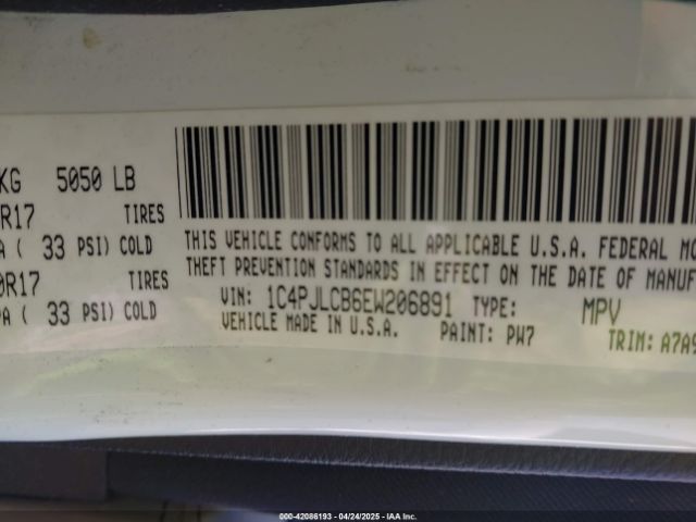 1C4PJLCB6EW206891 Jeep Cherokee Latitude