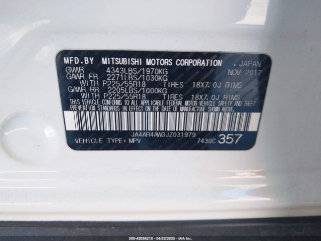 JA4AR4AW3JZ031979 Mitsubishi Outlander Sport 2.4 Sel