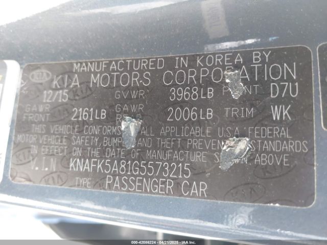 KNAFK5A81G5573215 KIA FORTE LX