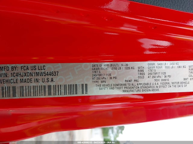 1C4HJXDN1MW544637 Jeep 2021