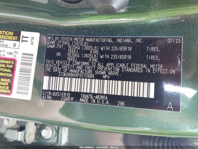 5TDKDRBHXPS515888 Toyota Highlander Xle