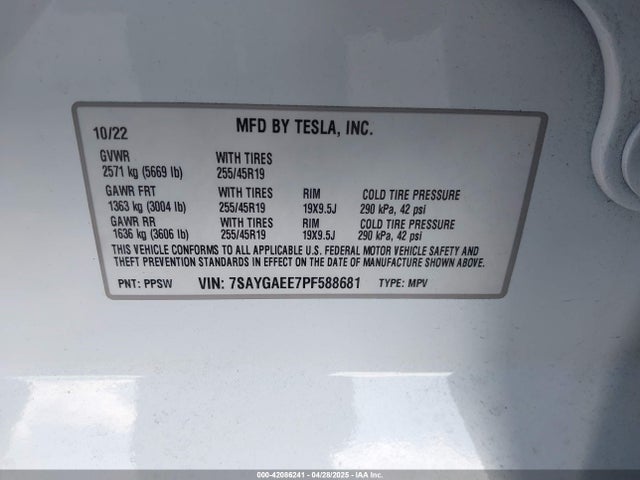 2023 TESLA MODEL Y 7SAYGAEE7PF588681 Photo 8