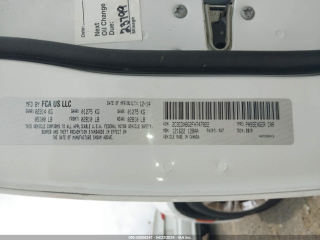 2C3CDXBG2FH747922 Dodge Charger Se
