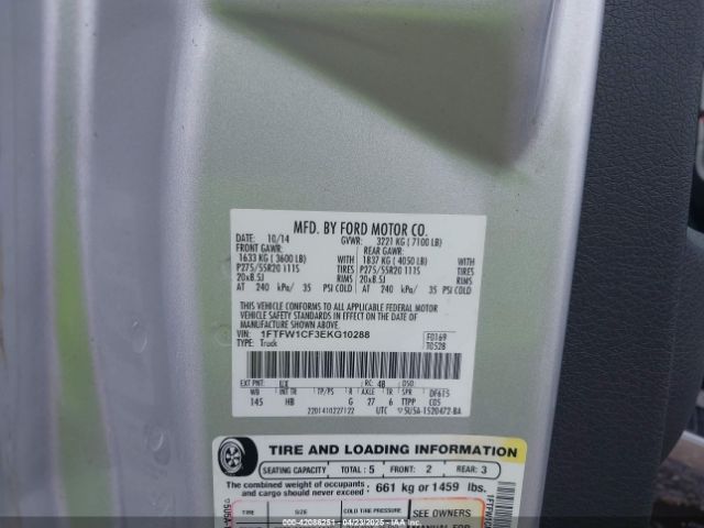 1FTFW1CF3EKG10288 Ford F-150 Lariat
