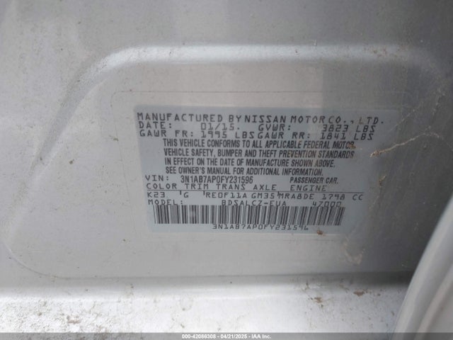 3N1AB7AP0FY231596 Nissan SENTRA S