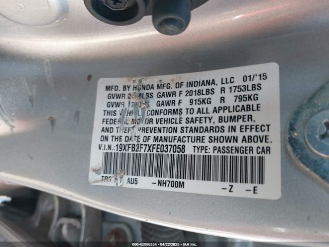 19XFB2F7XFE037058 Honda CIVIC SE