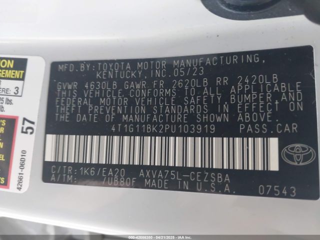 4T1G11BK2PU103919 Toyota Camry Se Awd