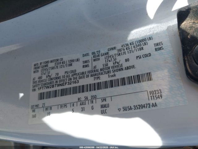 1FT7W2BT9NEF32163 Ford F-250 Xl