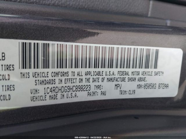1C4RDHDG9HC898223 Dodge Durango Gt Rwd