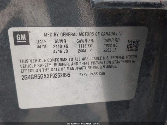 2G4GR5GX2F9252895 Buick Regal Turbo Premium Ii