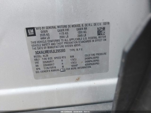 3GKALMEV6JL295380 GMC Terrain Sle