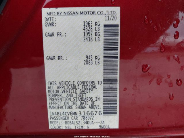 2021 NISSAN ALTIMA 1N4BL4CV6MN316676 Photo 8