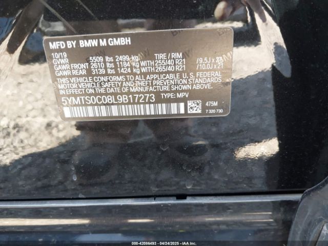 2020 BMW X3 M 5YMTS0C08L9B17273 Photo 8