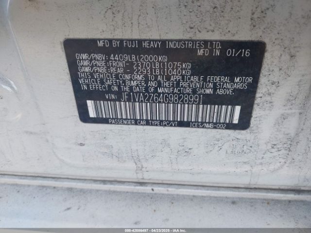 JF1VA2Z64G9828991 Subaru Wrx Sti Limited