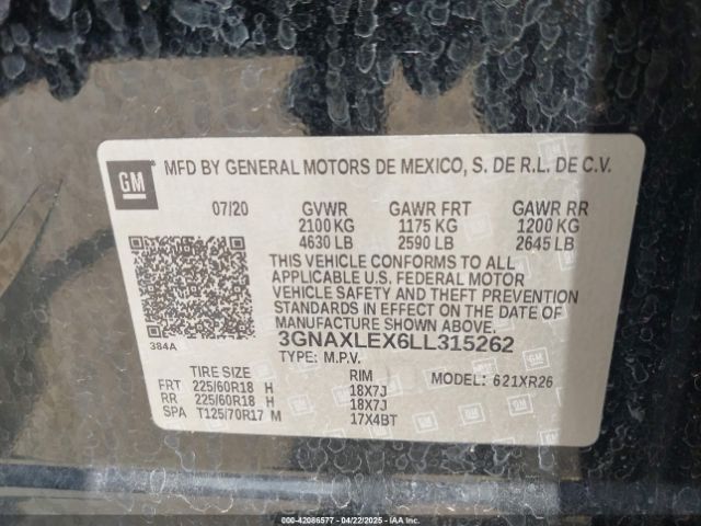 2020 CHEVROLET EQUINOX 3GNAXLEX6LL315262 Photo 8