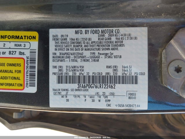 Ford 2020 2020 3FA6P0G76LR122462 Image 9