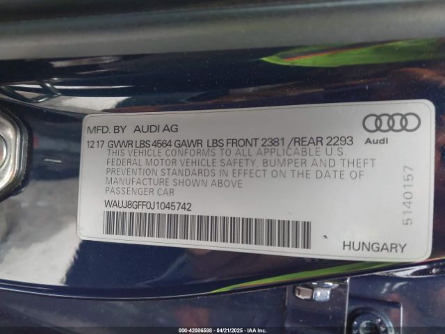2018 AUDI A3 WAUJ8GFF0J1045742 Photo 8
