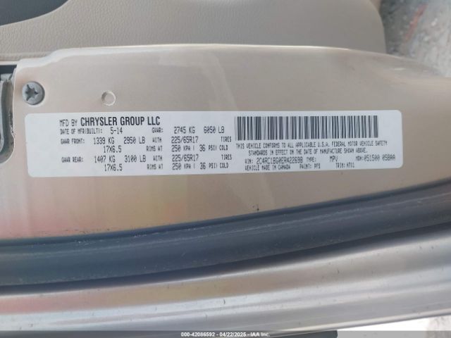 2014 CHRYSLER TOWN & COUNTRY 2C4RC1BG0ER422698 Photo 8