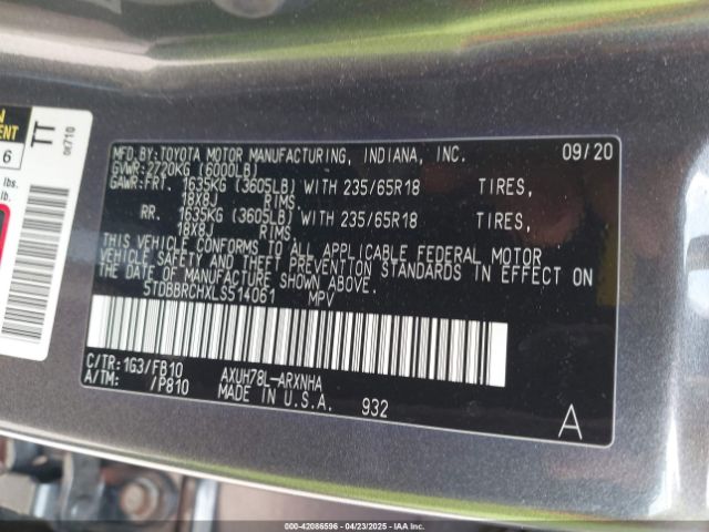 5TDBBRCHXLS514061 Toyota Highlander Hybrid Le