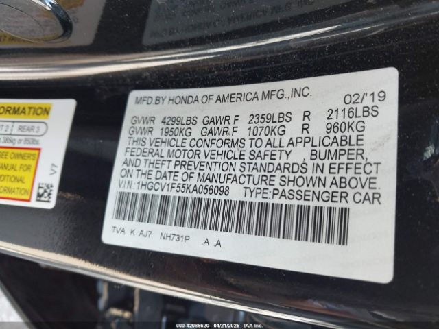 1HGCV1F55KA056098 Honda Accord Ex-l