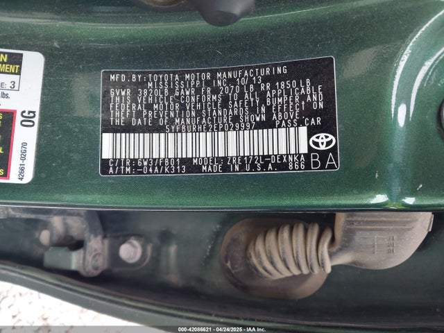 Toyota 2zr-fe 2014 5YFBURHE2EP029997 Image 9
